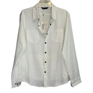 RNT23 Ron Tomson Mens Snap White Long Sleeve Shirt‎ - Size XL - NWT